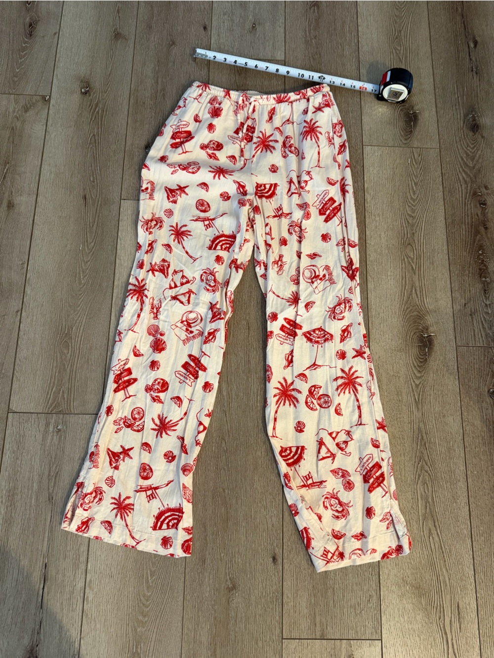 wild fable Red & White Printed Linen pants